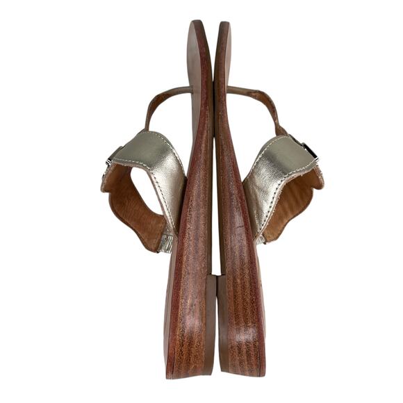 Jack Rogers Sandals Gold Thong Flip Flops Leather 5M - Picture 5 of 12